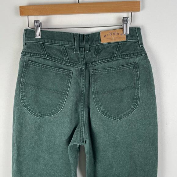 90s Vintage Green High Waist Mom Jeans Size 10 Rigid Denim Tapered Leg - Picture 5 of 8